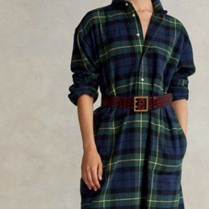 Autumn check fringe trim dress